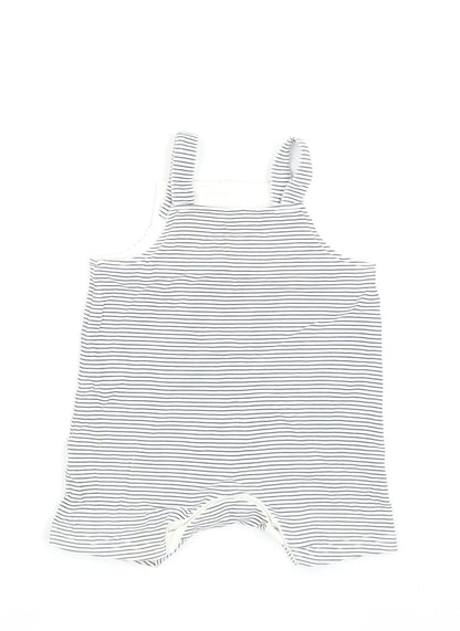 Nutmeg Baby Black Striped Cotton Dungaree One-Piece Size 6-9 Months Snap - Winnie The Pooh