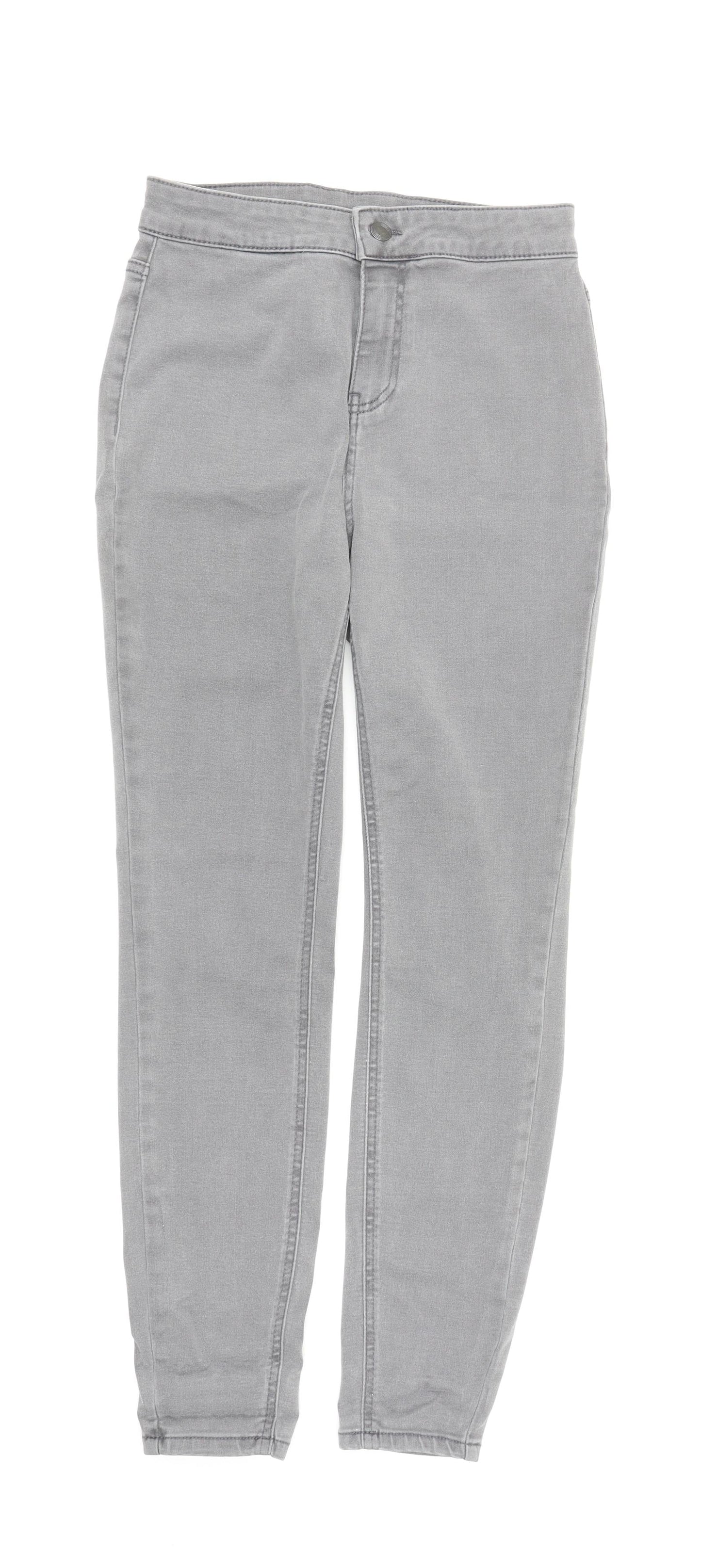 TU Womens Grey Cotton Skinny Jeans Size 12 L27.5 in Regular Zip