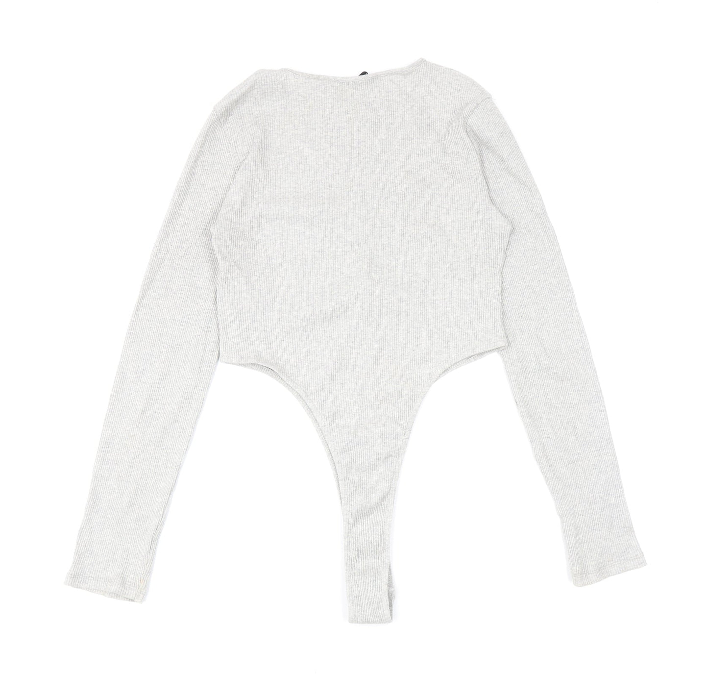 Zara Womens Grey Cotton Bodysuit One-Piece Size L L13 in Snap