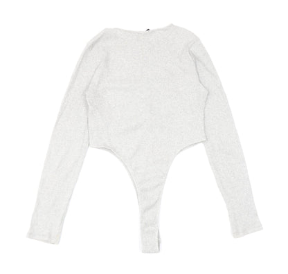 Zara Womens Grey Cotton Bodysuit One-Piece Size L L13 in Snap