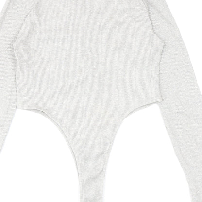 Zara Womens Grey Cotton Bodysuit One-Piece Size L L13 in Snap
