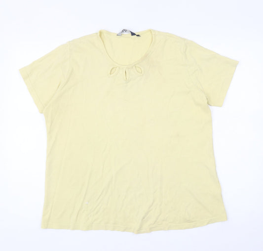 EWM Womens Yellow Cotton Basic T-Shirt Size L Round Neck