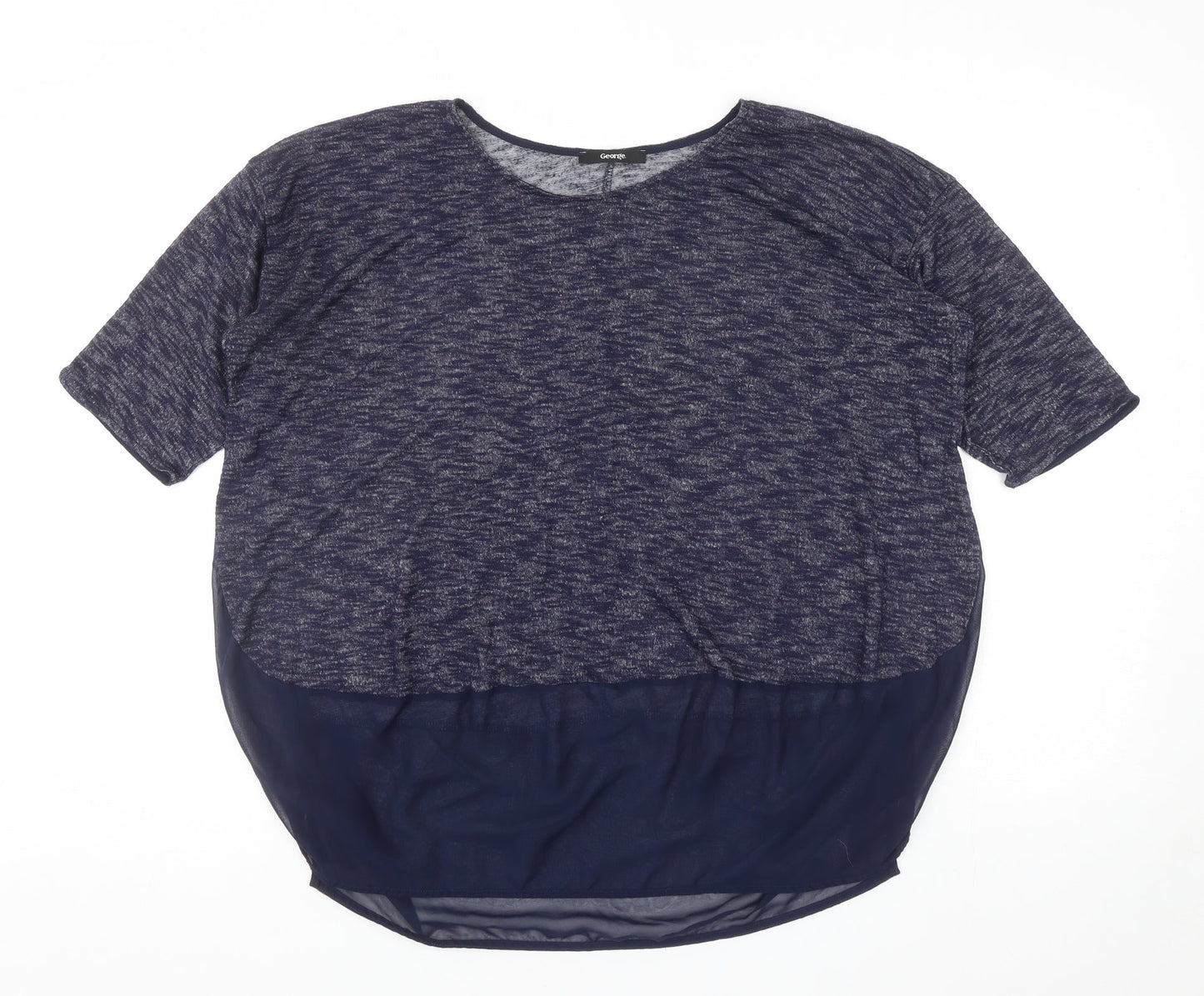 George Womens Blue Boat Neck Polyester Pullover Jumper Size 14