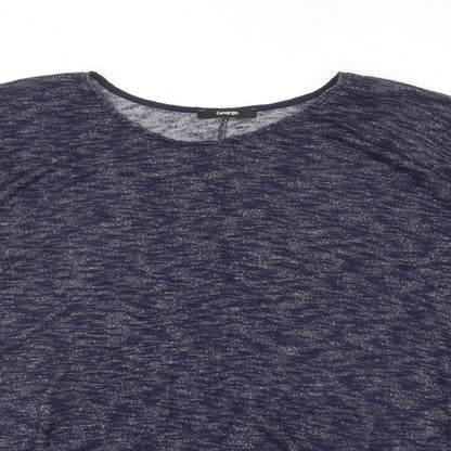 George Womens Blue Boat Neck Polyester Pullover Jumper Size 14