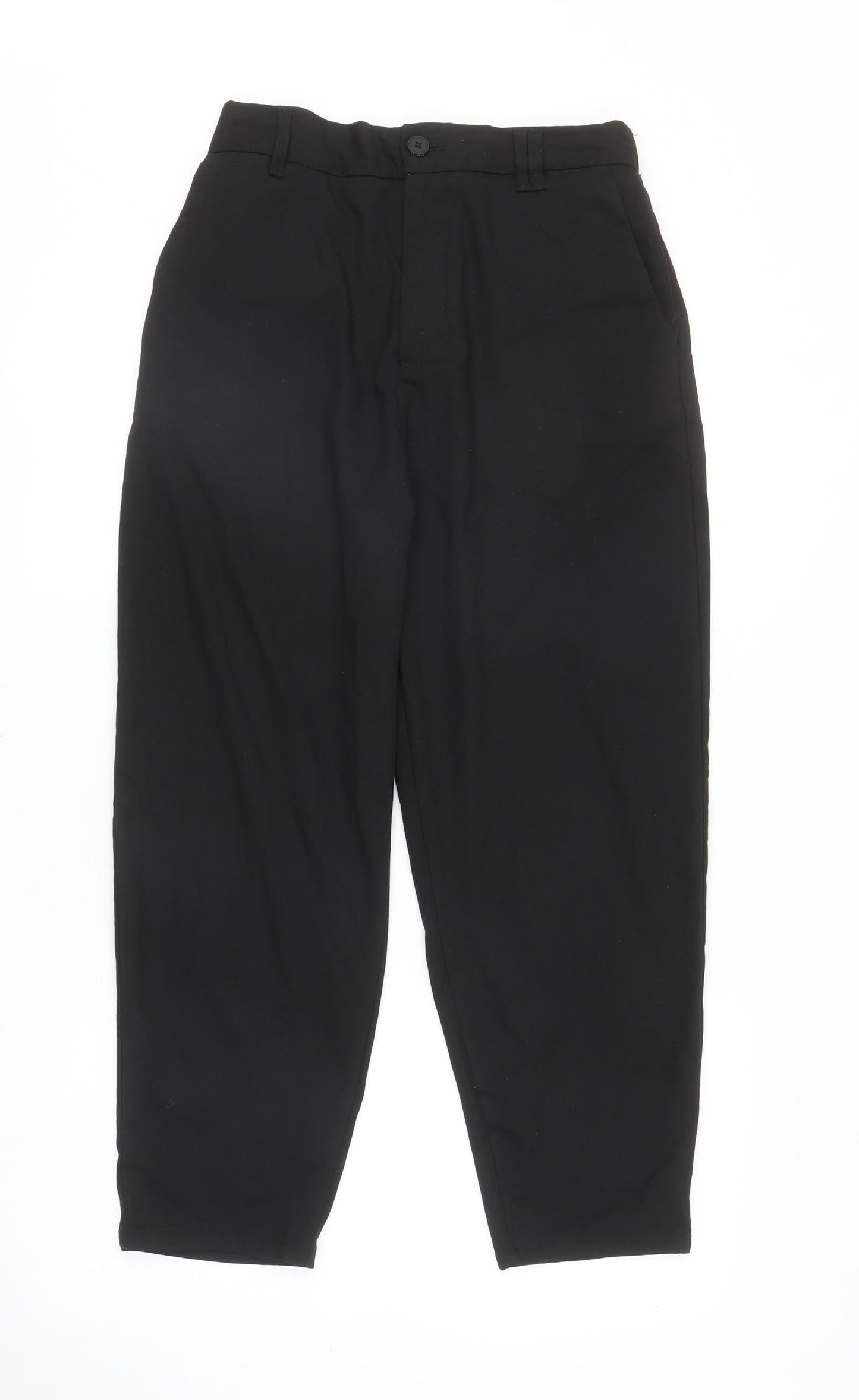 Bershka Womens Black Polyester Carrot Trousers Size S L25 in Regular Zip