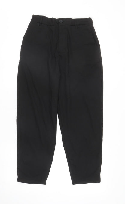 Bershka Womens Black Polyester Carrot Trousers Size S L25 in Regular Zip