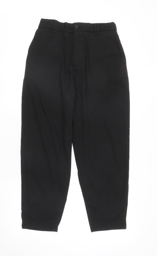 Bershka Womens Black Polyester Carrot Trousers Size S L25 in Regular Zip