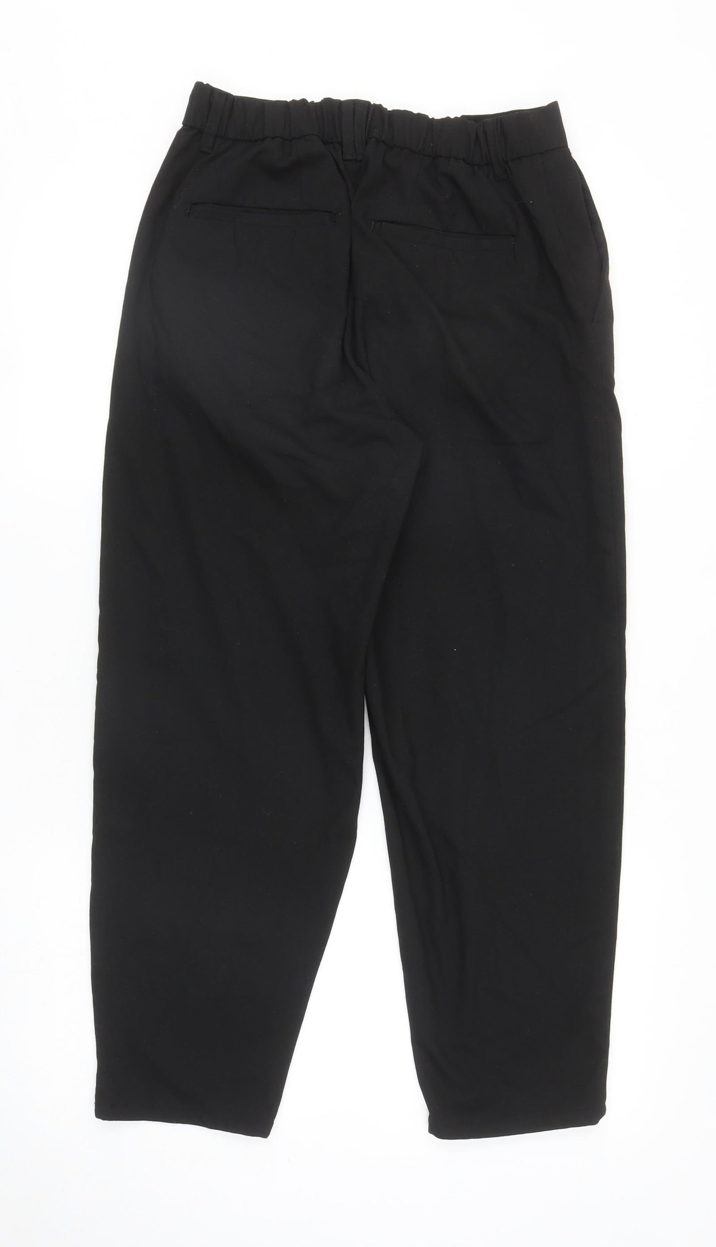 Bershka Womens Black Polyester Carrot Trousers Size S L25 in Regular Zip