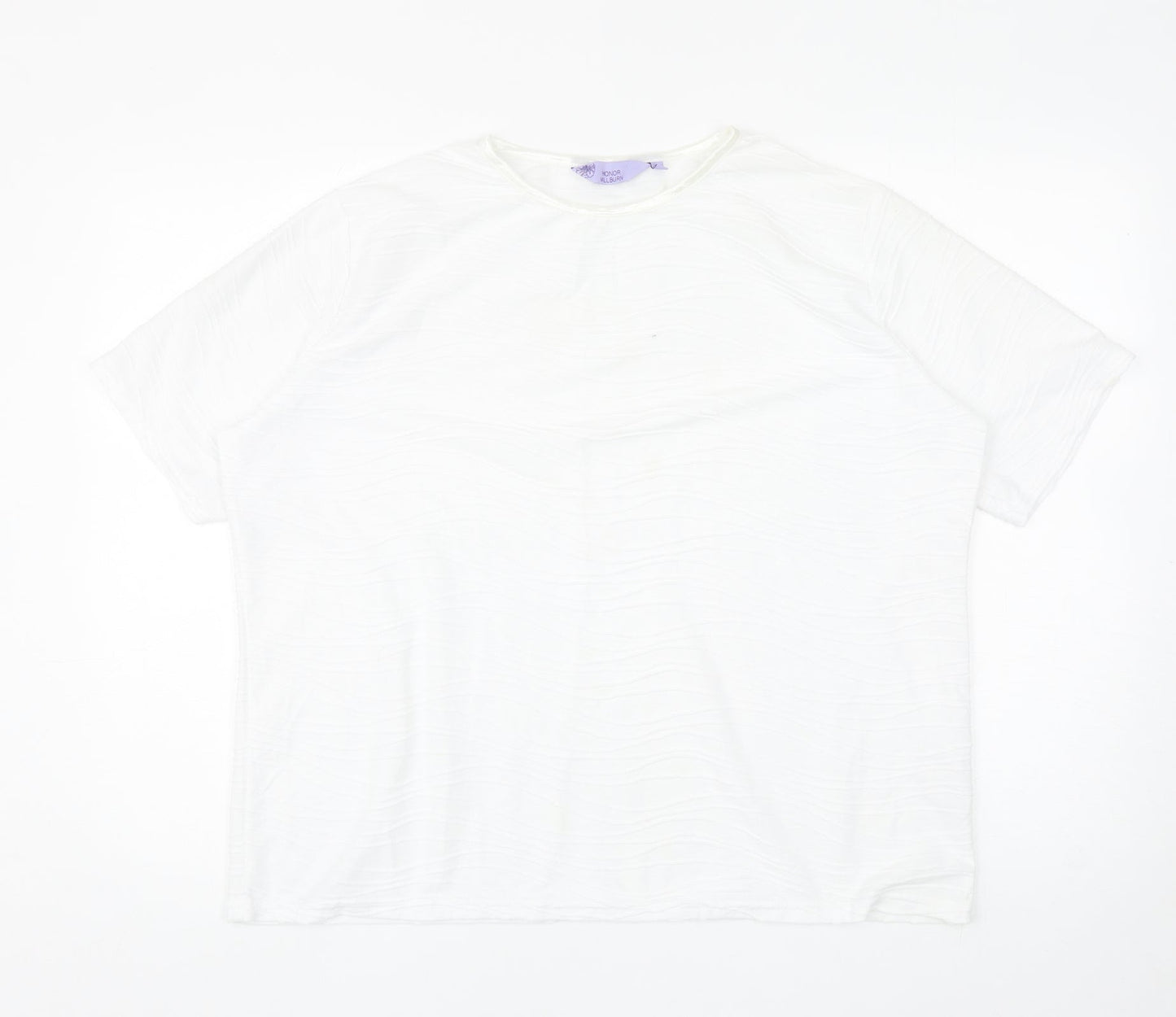 EWM Womens White Polyester Basic T-Shirt Size XL Round Neck - Textured