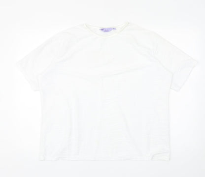 EWM Womens White Polyester Basic T-Shirt Size XL Round Neck - Textured