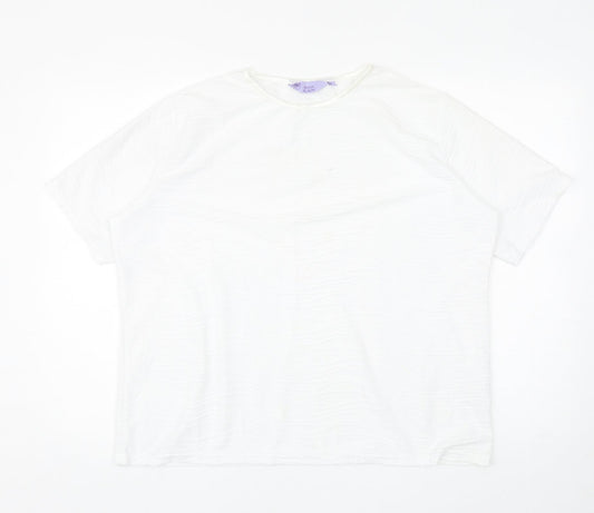 EWM Womens White Polyester Basic T-Shirt Size XL Round Neck - Textured