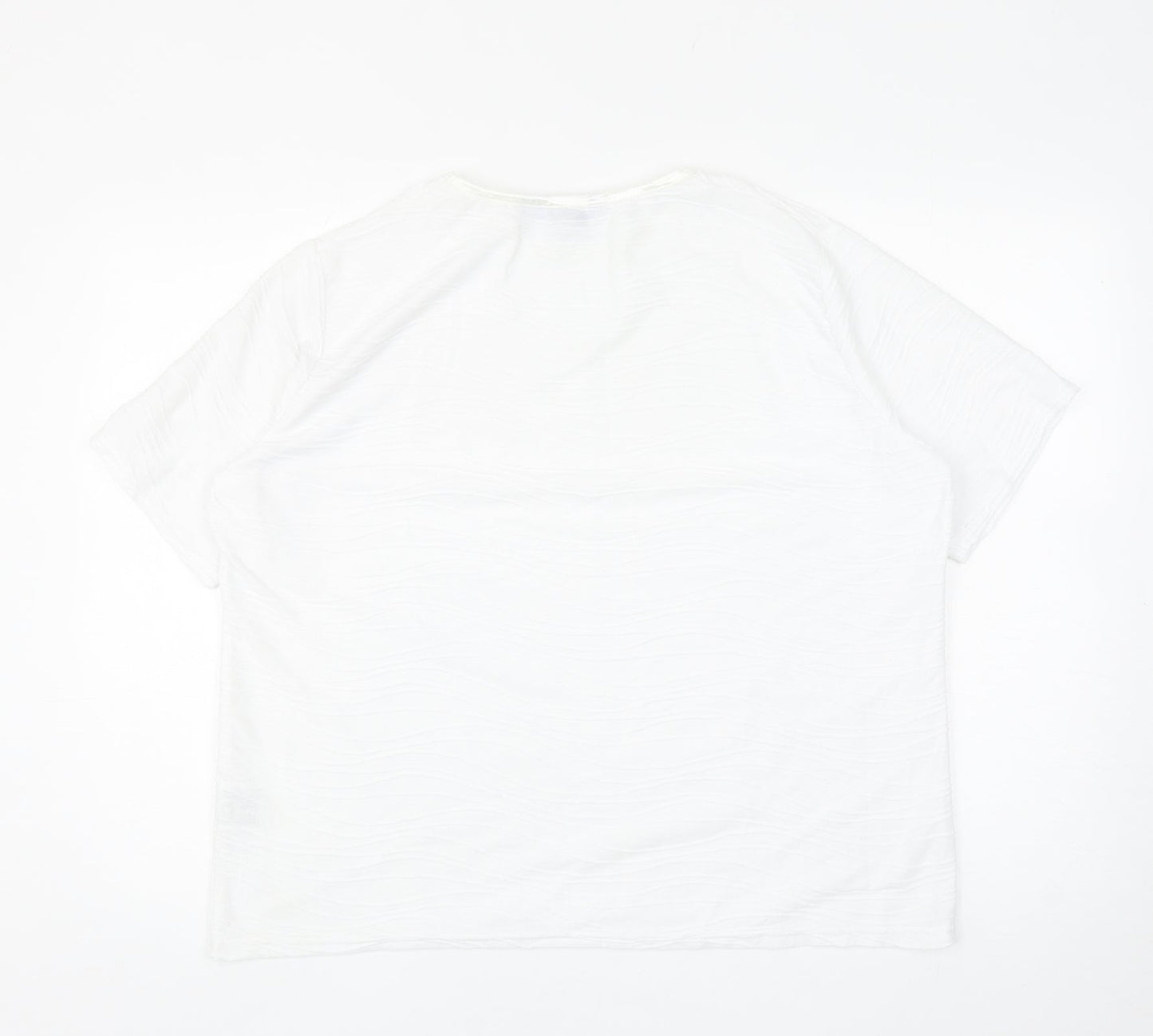 EWM Womens White Polyester Basic T-Shirt Size XL Round Neck - Textured