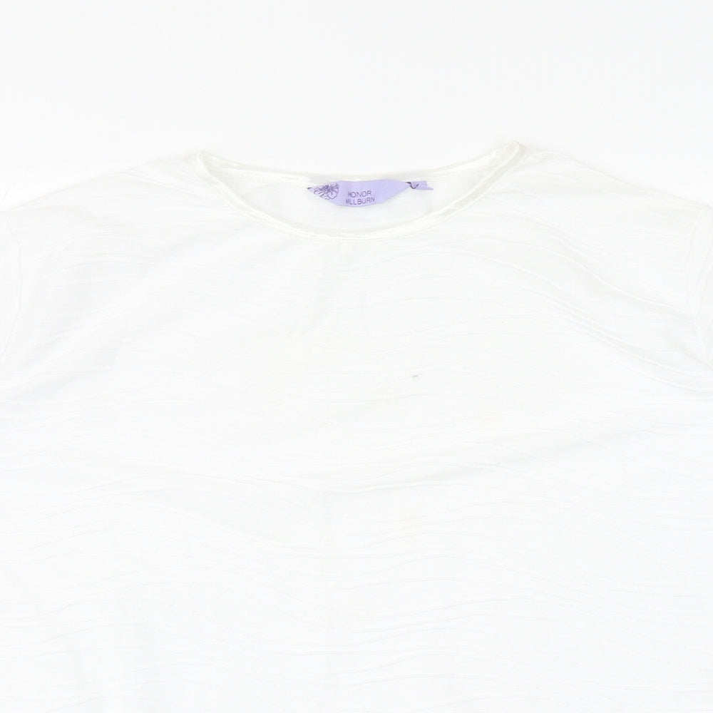 EWM Womens White Polyester Basic T-Shirt Size XL Round Neck - Textured