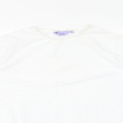 EWM Womens White Polyester Basic T-Shirt Size XL Round Neck - Textured
