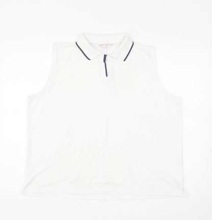 Bonmarché Womens White Polyester Basic Polo Size XL Collared