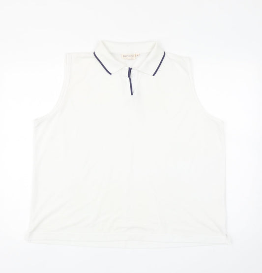 Bonmarché Womens White Polyester Basic Polo Size XL Collared
