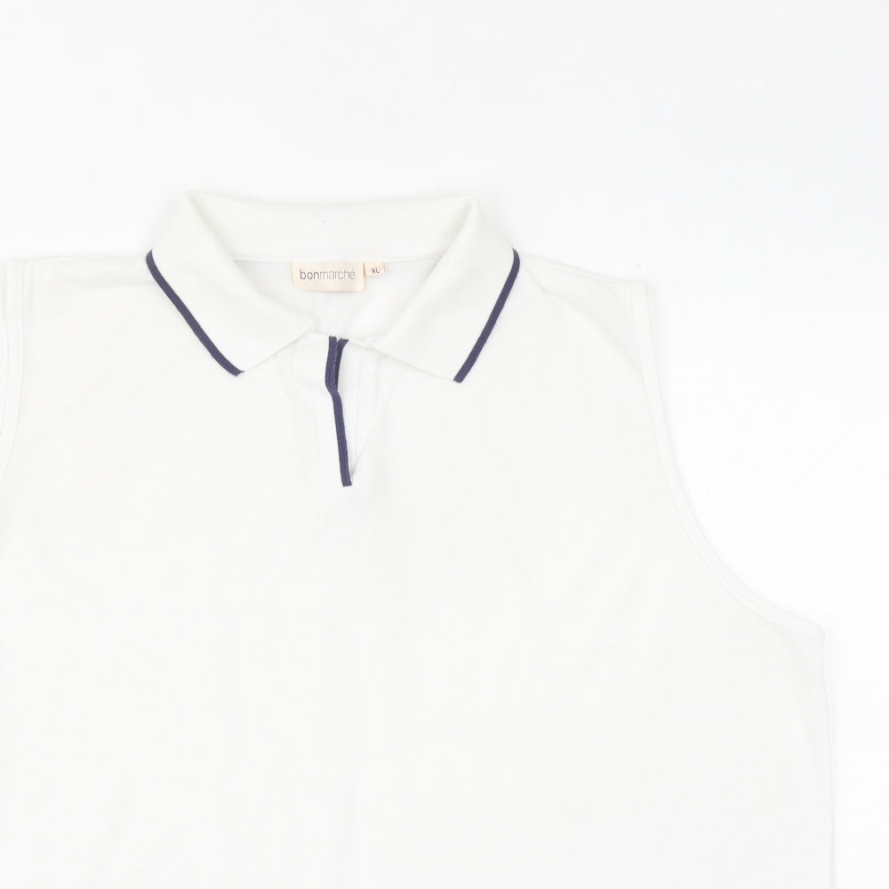 Bonmarché Womens White Polyester Basic Polo Size XL Collared