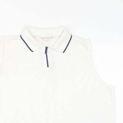 Bonmarché Womens White Polyester Basic Polo Size XL Collared