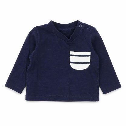 Primark Baby Blue Cotton Basic T-Shirt Size 0-3 Months Round Neck Snap