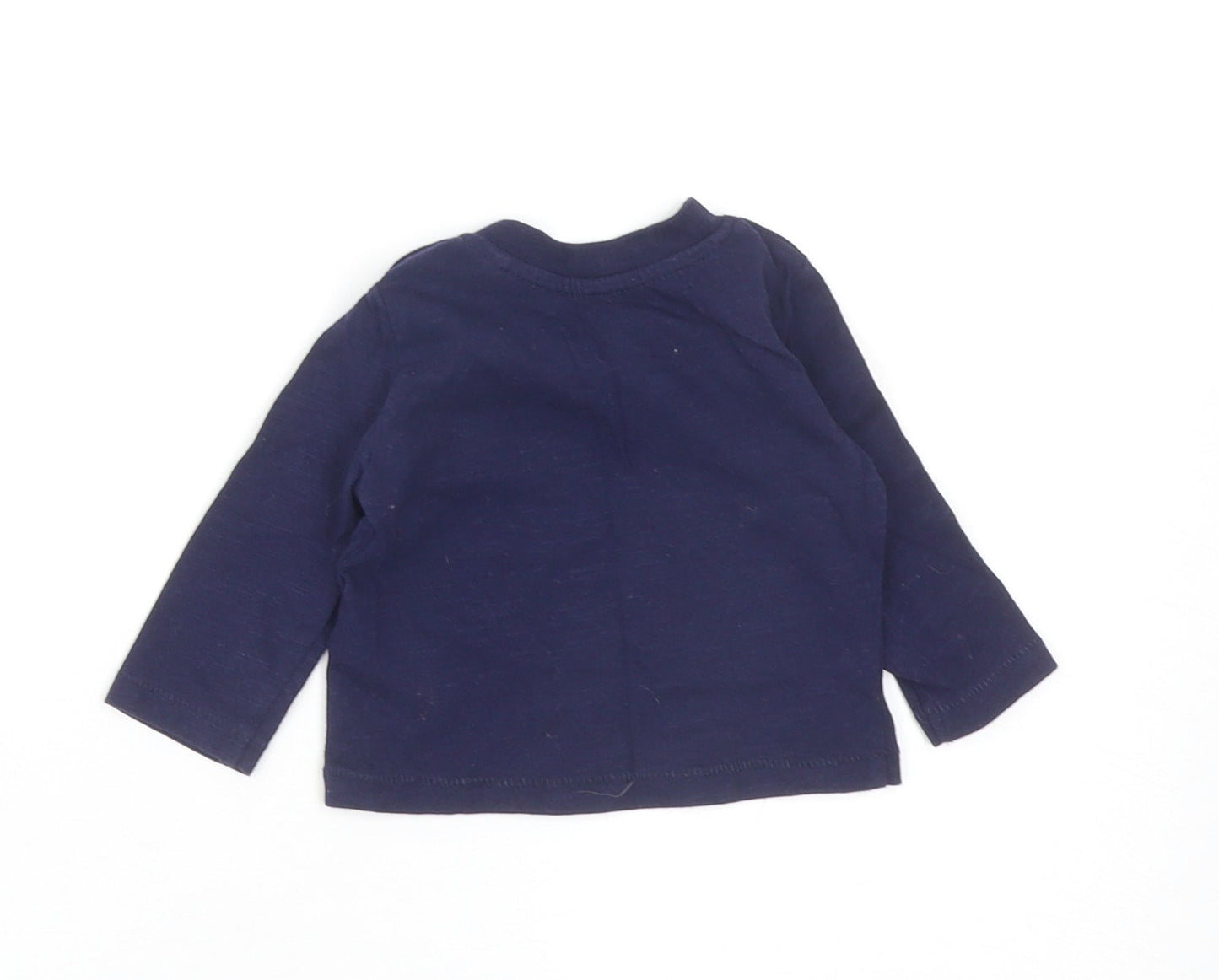 Primark Baby Blue Cotton Basic T-Shirt Size 0-3 Months Round Neck Snap