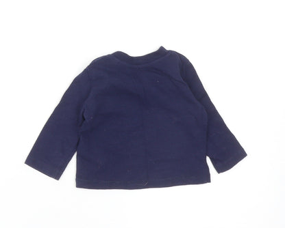 Primark Baby Blue Cotton Basic T-Shirt Size 0-3 Months Round Neck Snap