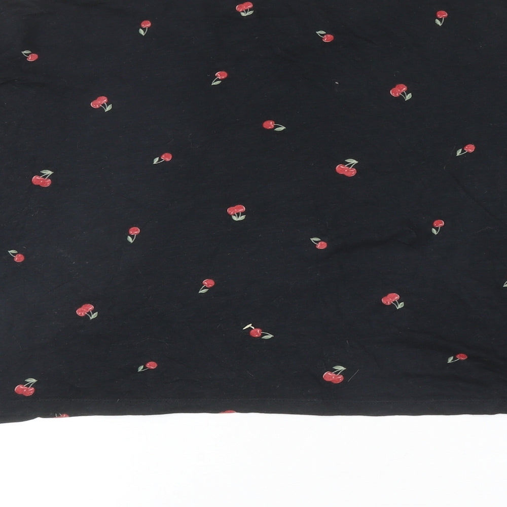 Womens UK Size M PINK Black Cropped T-Shirt