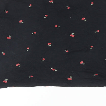 Womens UK Size M PINK Black Cropped T-Shirt