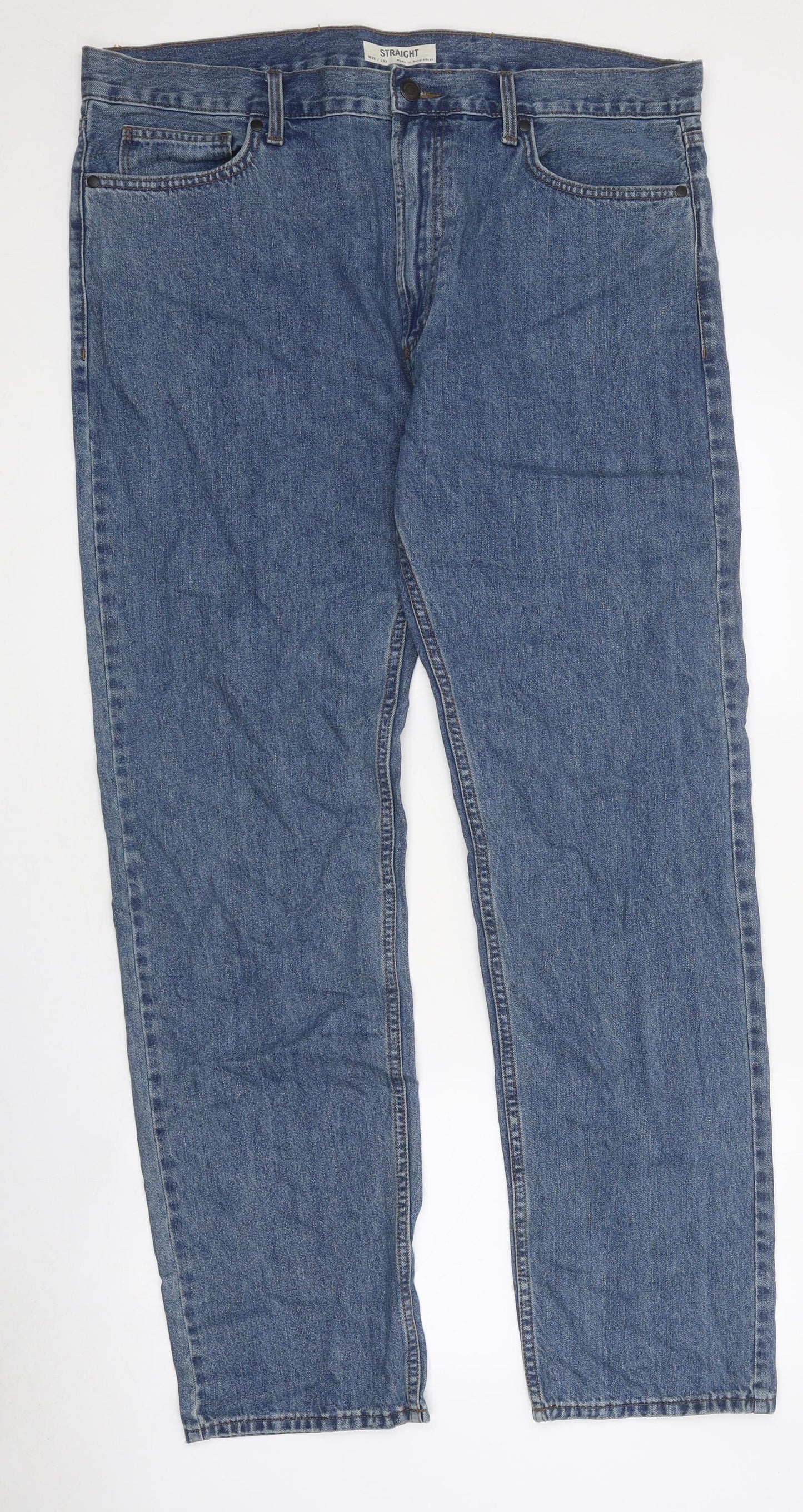 Mens UK Size  Preworn Regular Fit Straight Blue Jeans