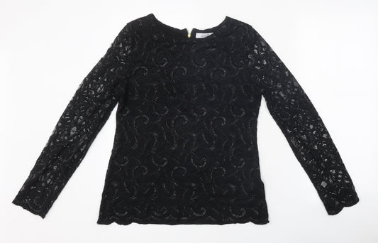 Womens UK Size 12 Per Una Black Basic T-Shirt