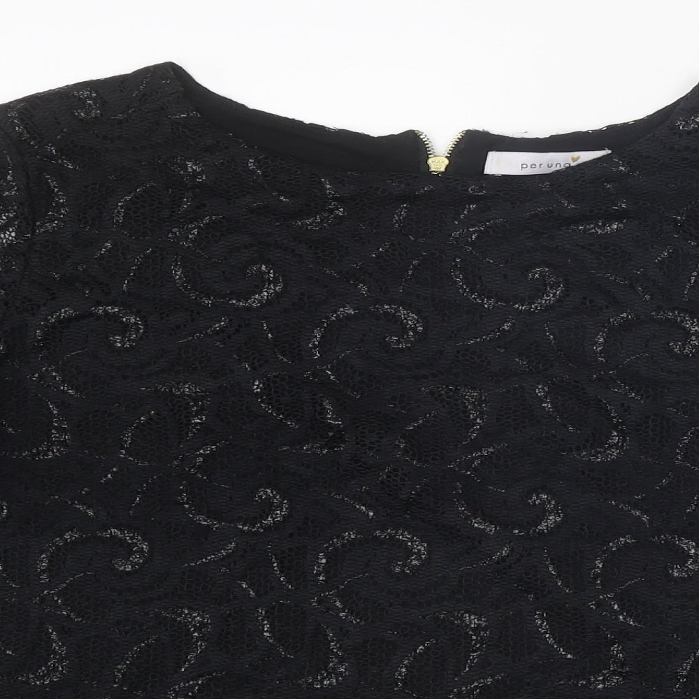 Womens UK Size 12 Per Una Black Basic T-Shirt