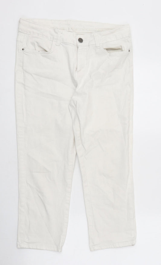 Crew Clothing Womens White 100% Cotton Straight Jeans Size 12 L27 in Regular Zip