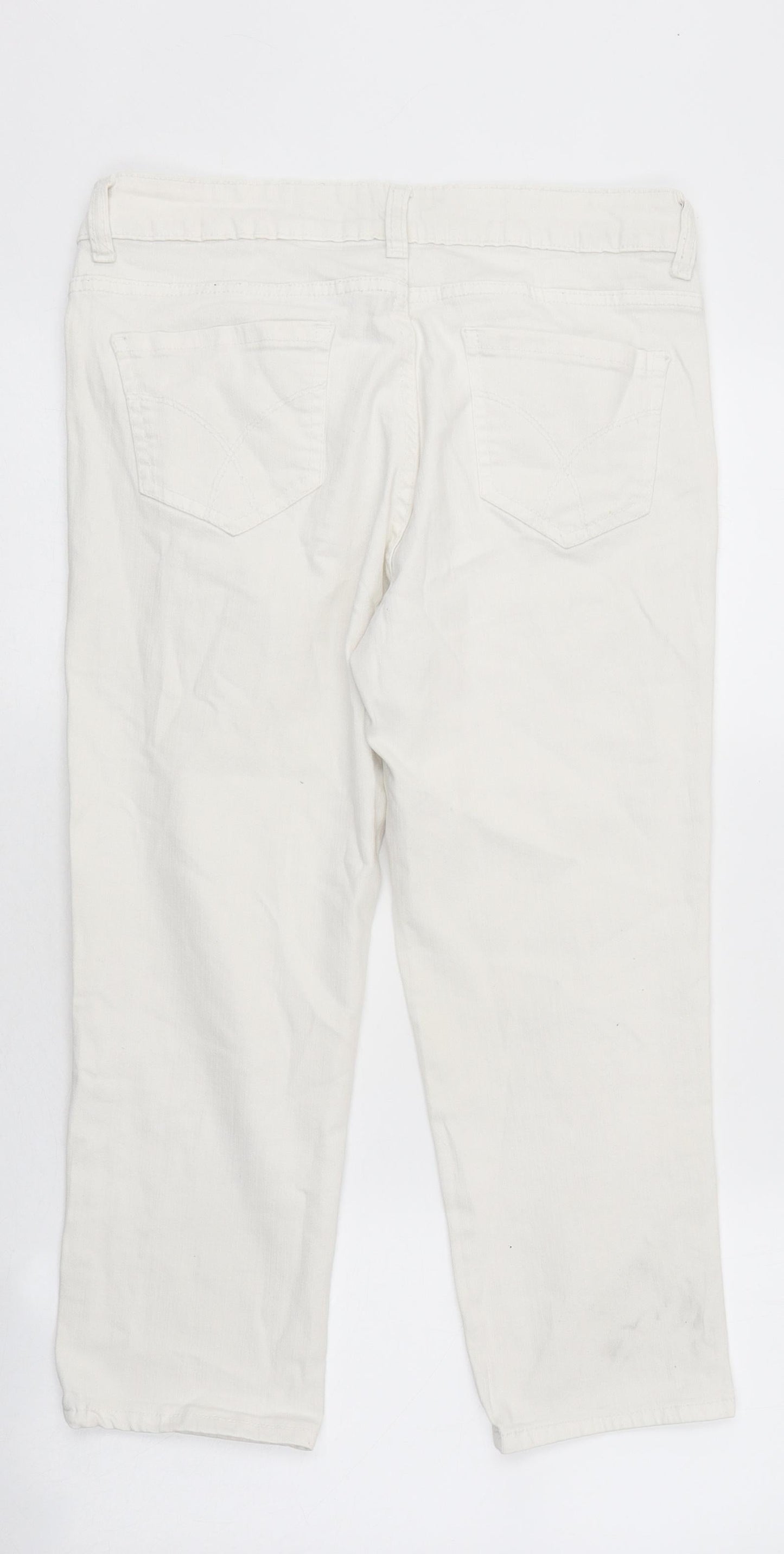 Crew Clothing Womens White 100% Cotton Straight Jeans Size 12 L27 in Regular Zip