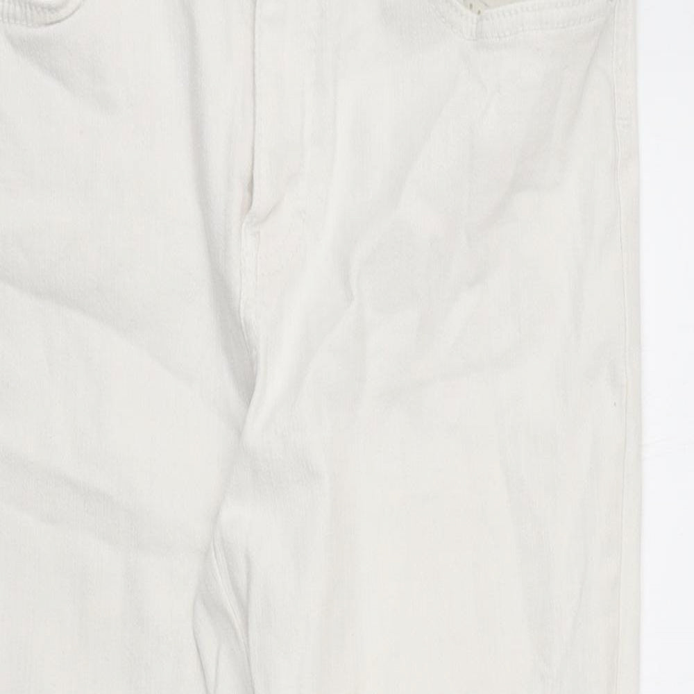 Crew Clothing Womens White 100% Cotton Straight Jeans Size 12 L27 in Regular Zip