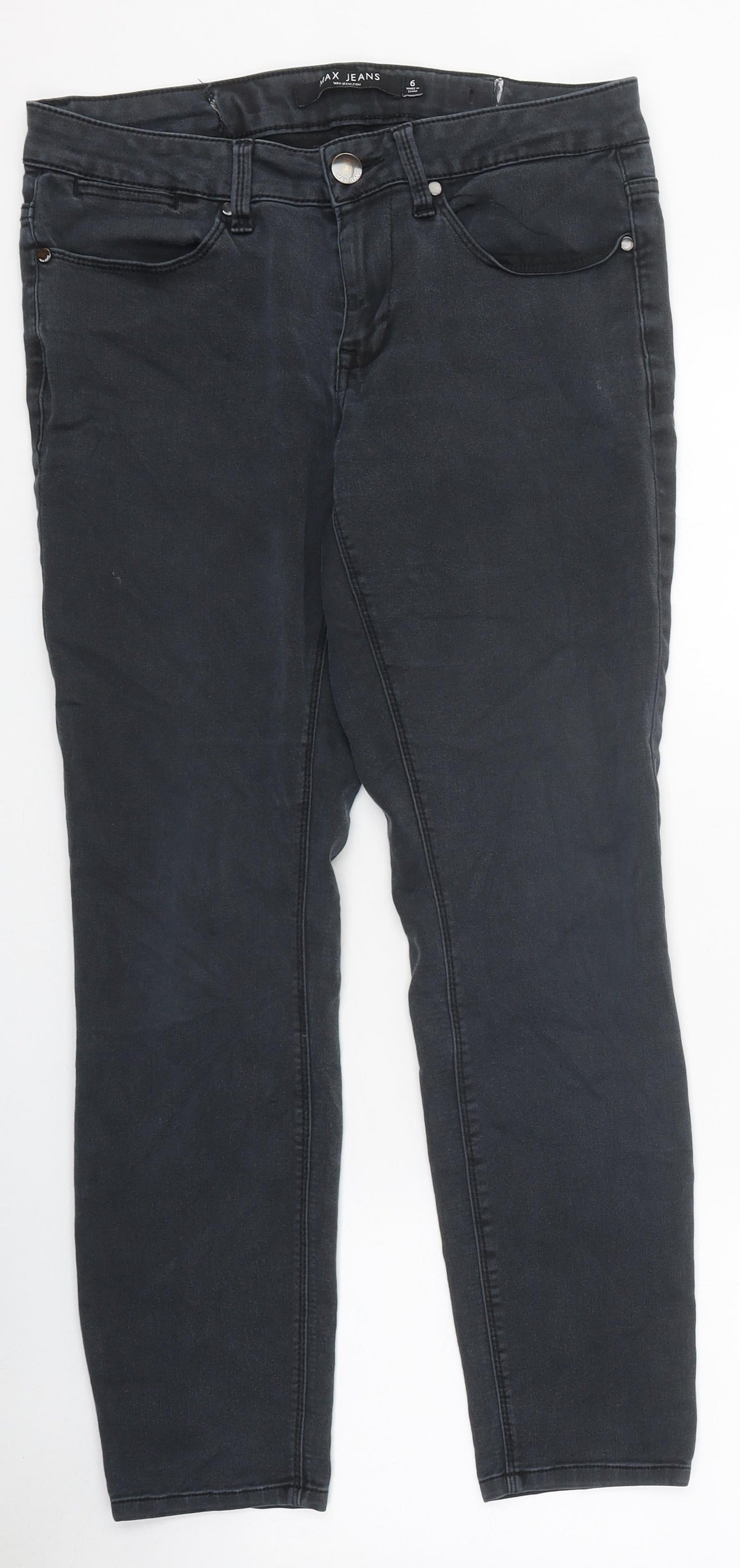 Womens UK Size 6 Max Jeans Regular Fit Skinny Black Jeans