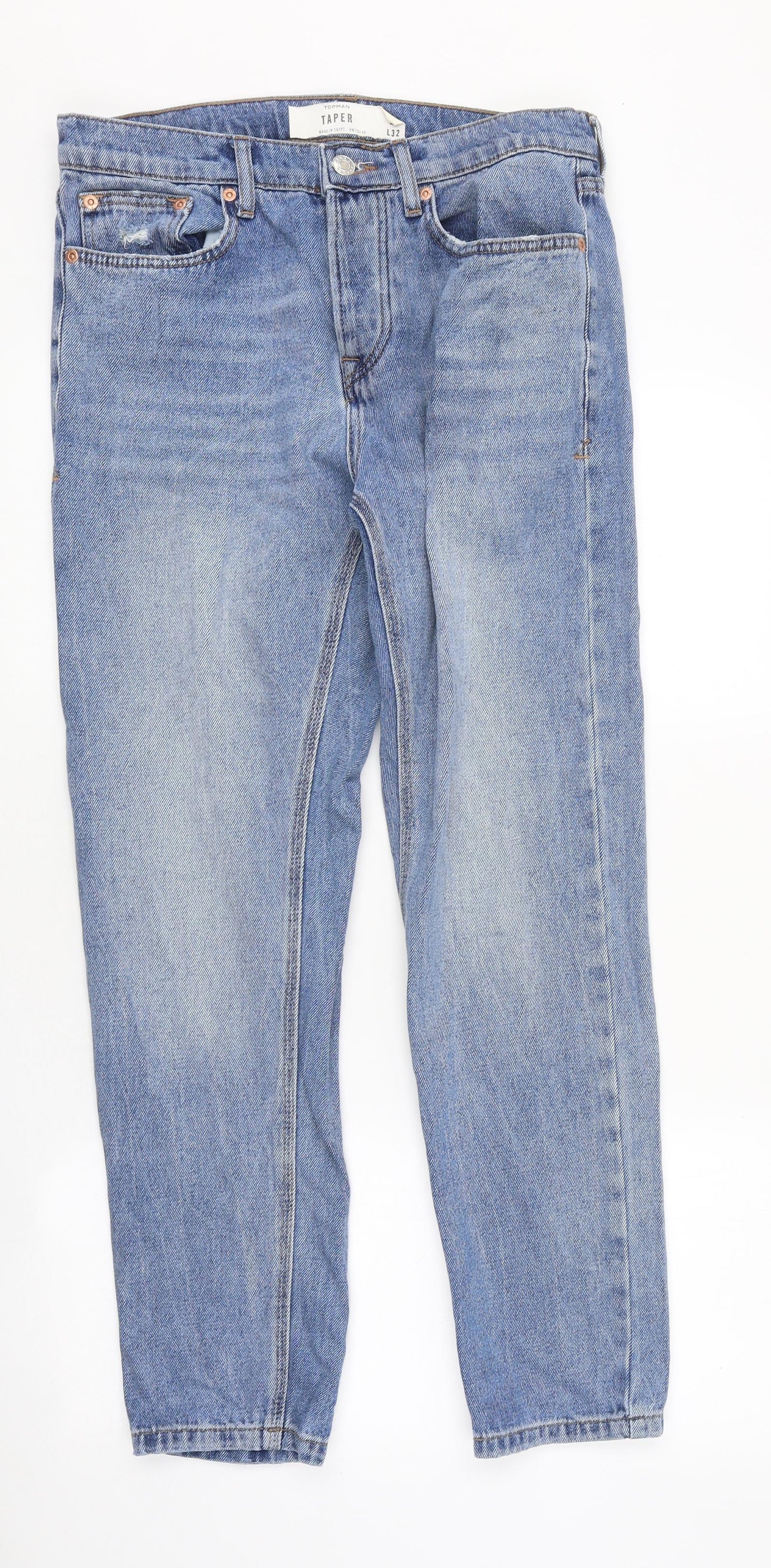 Mens UK Size 30 in Topman Regular Fit Straight Blue Jeans