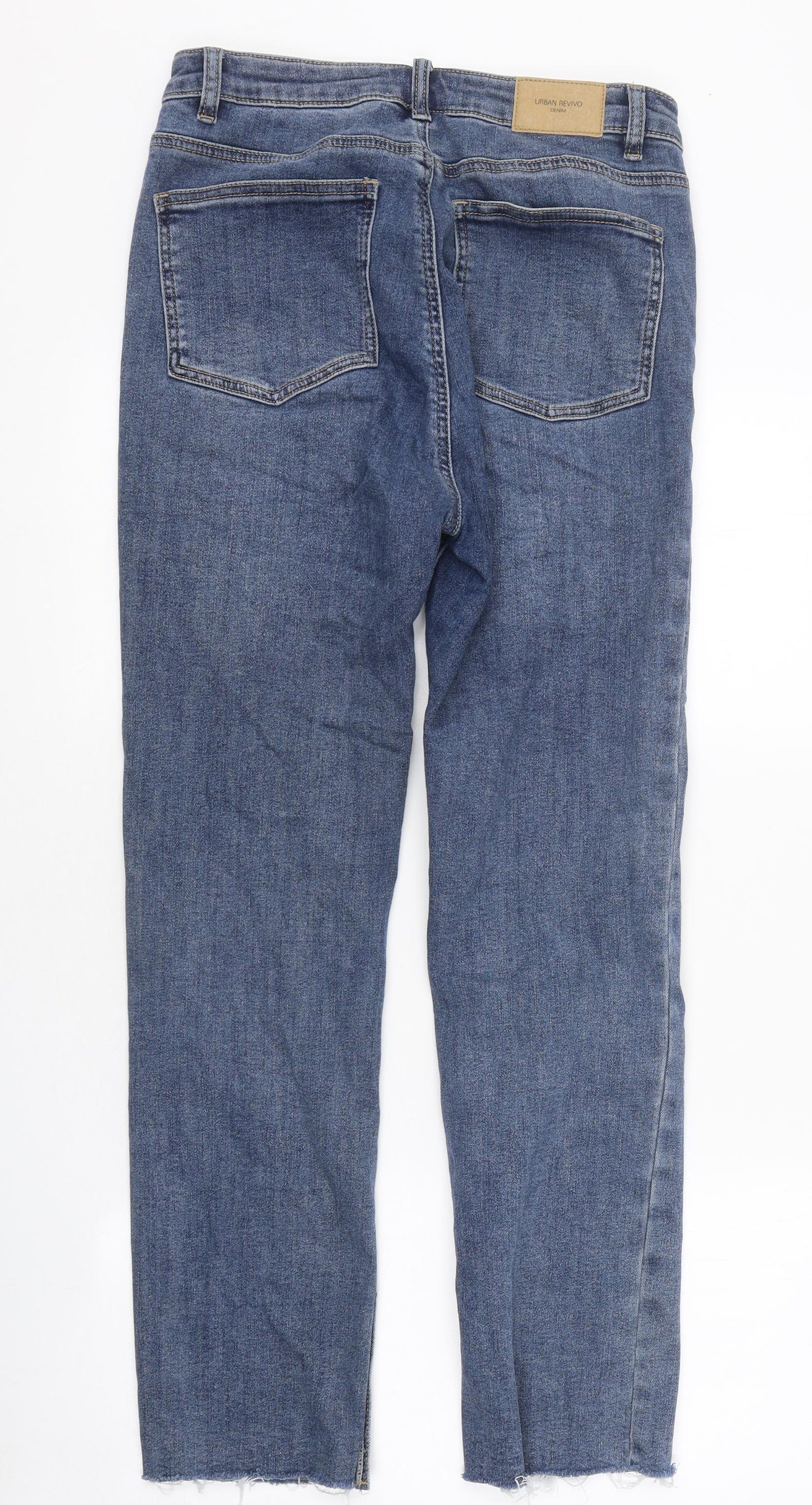 Urban Revivo Womens Blue 100% Cotton Straight Jeans Size 32 in L29 in Regular Zip