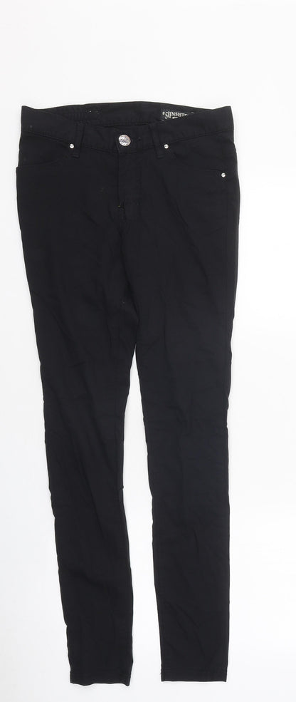 Sinister Womens Black 100% Cotton Skinny Jeans Size S L26 in Regular Zip