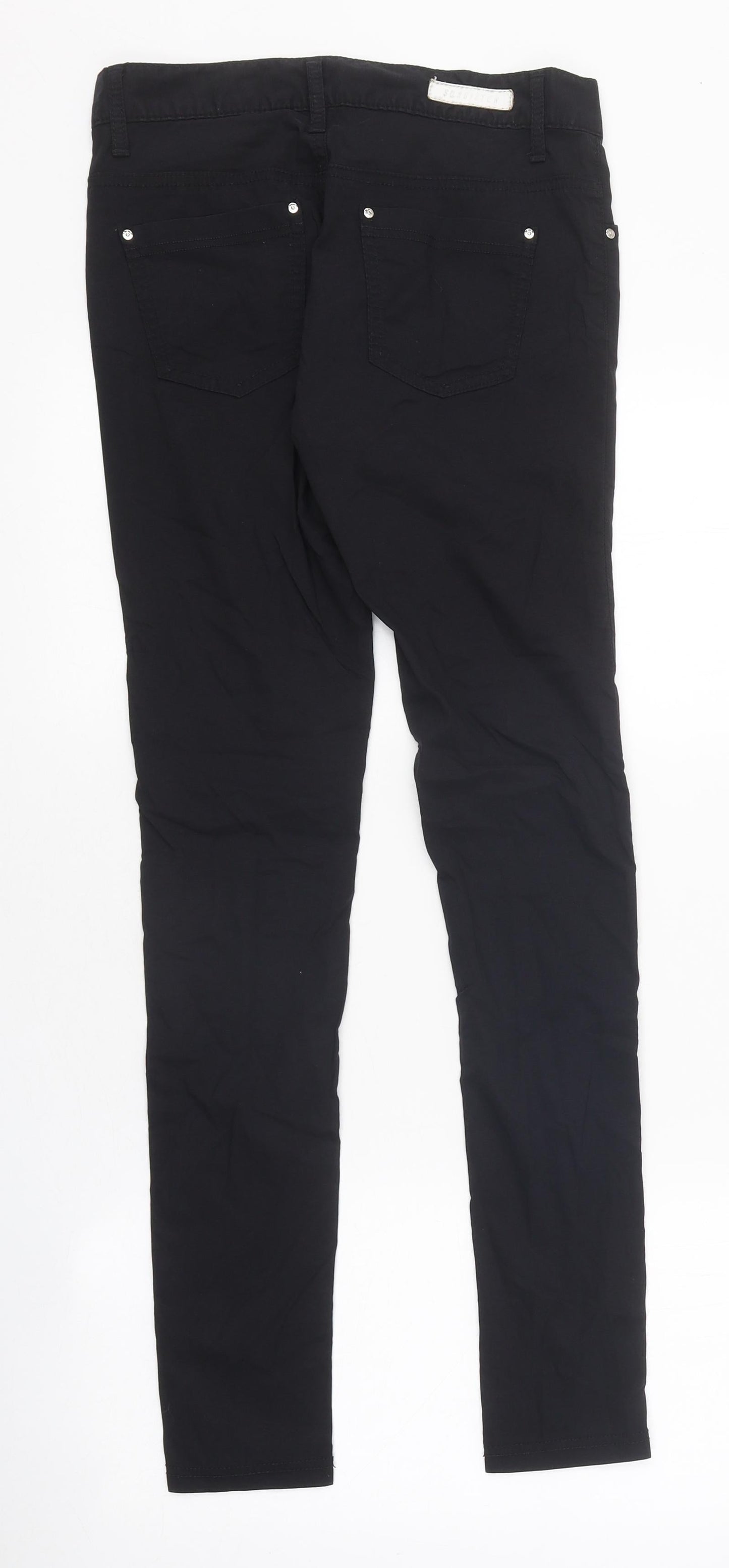 Sinister Womens Black 100% Cotton Skinny Jeans Size S L26 in Regular Zip