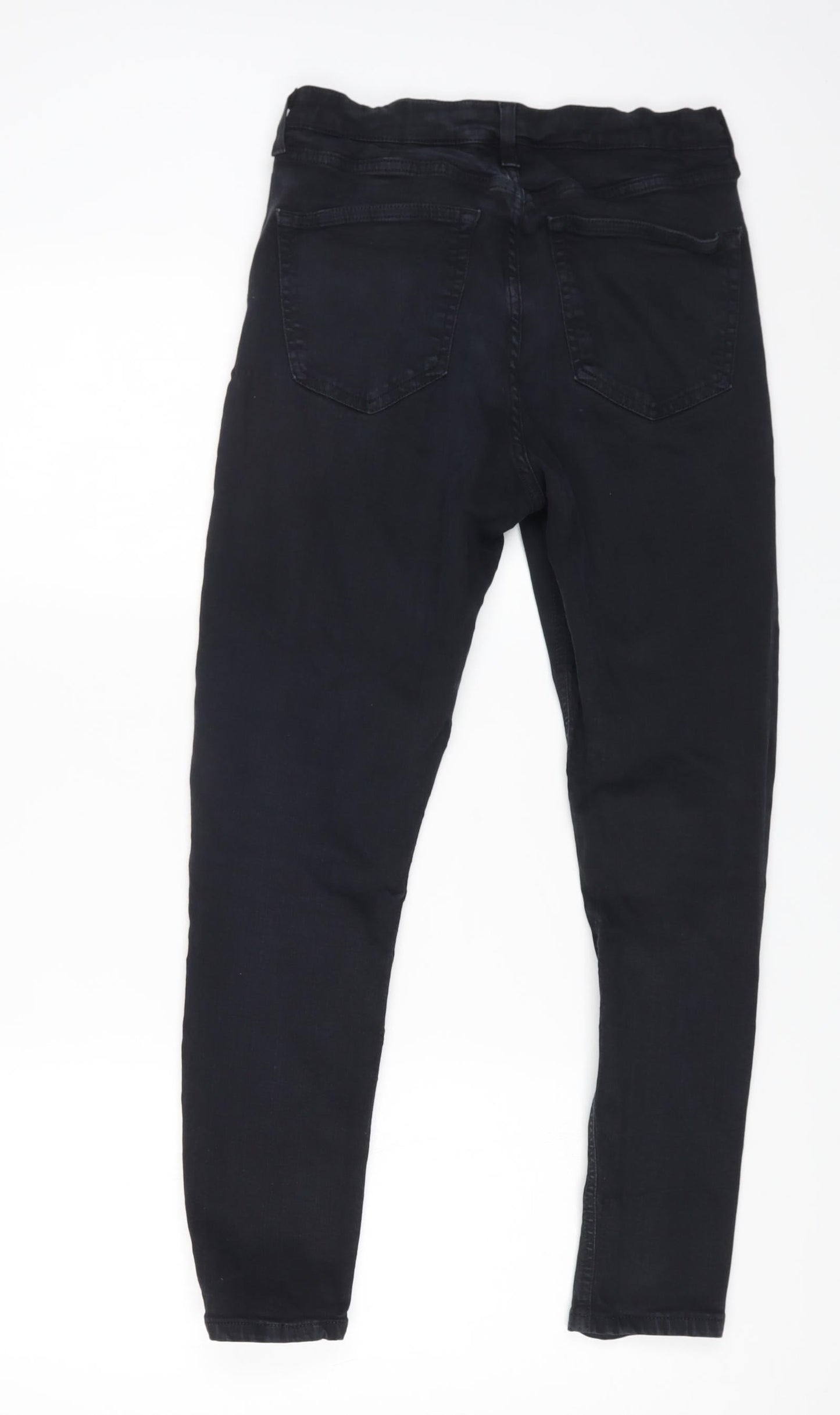 Topshop Womens Black Cotton Straight Jeans Size 30 in L24 in Regular Zip