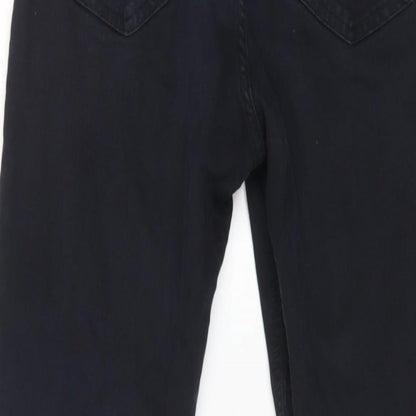 Topshop Womens Black Cotton Straight Jeans Size 30 in L24 in Regular Zip