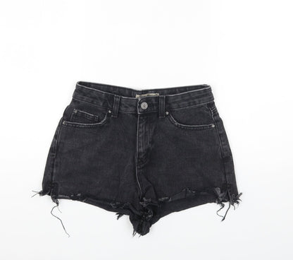 Denim & Co. Womens Black Cotton Hot Pants Shorts Size 8 Regular Zip