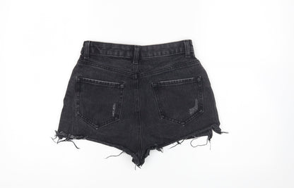 Denim & Co. Womens Black Cotton Hot Pants Shorts Size 8 Regular Zip