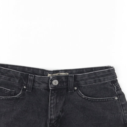 Denim & Co. Womens Black Cotton Hot Pants Shorts Size 8 Regular Zip