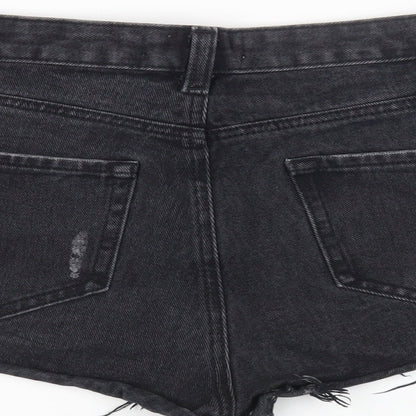 Denim & Co. Womens Black Cotton Hot Pants Shorts Size 8 Regular Zip