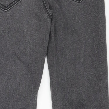 Marks and Spencer Womens Grey Cotton Skinny Jeans Size 12 L25 in Regular Zip