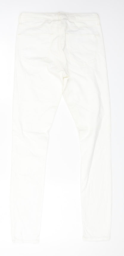 Topshop Womens White Cotton Skinny Jeans Size 28 in L28 in Regular Zip