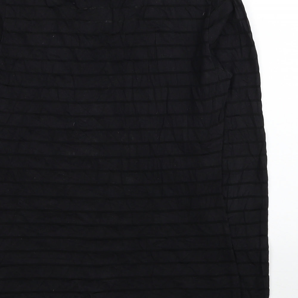 Memo Womens Black Striped Cotton Basic Blouse Size S Scoop Neck - Mesh Striped