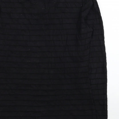 Memo Womens Black Striped Cotton Basic Blouse Size S Scoop Neck - Mesh Striped