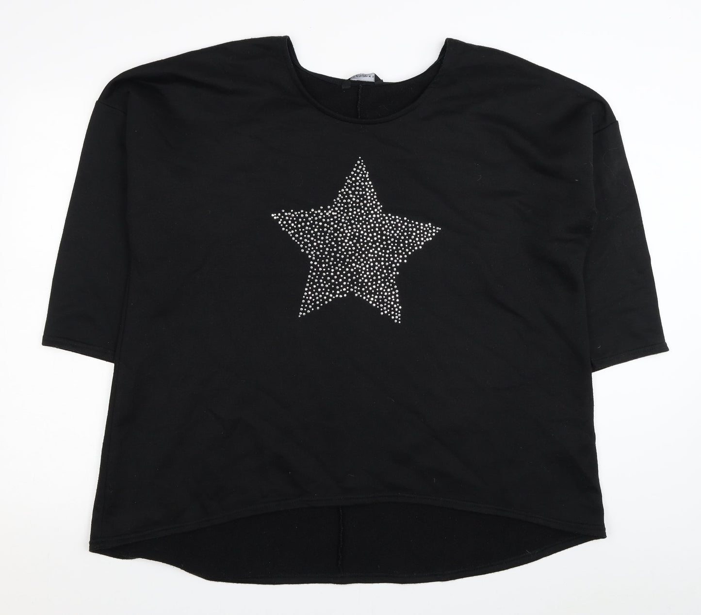 Peacocks Womens Black Polyester Pullover Sweatshirt Size XL Pullover - Star