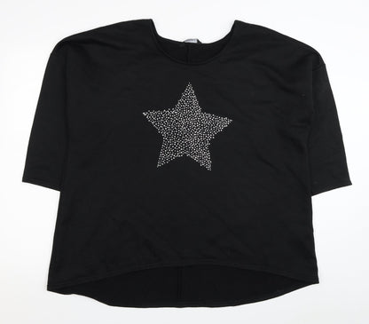 Peacocks Womens Black Polyester Pullover Sweatshirt Size XL Pullover - Star